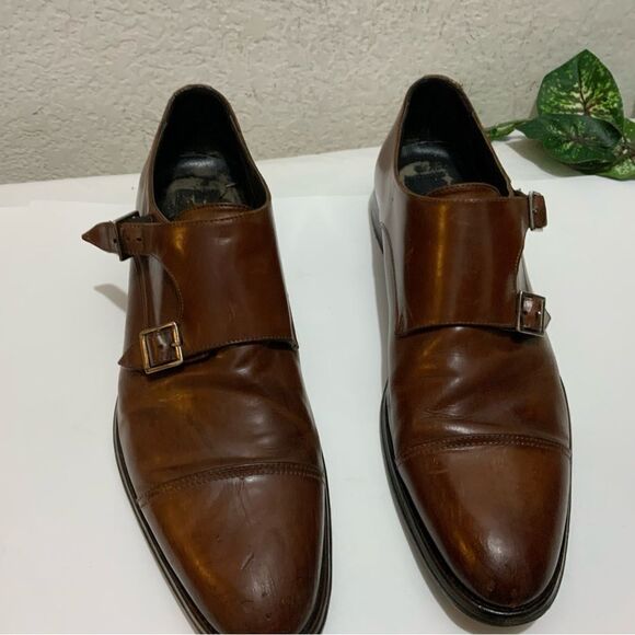 To Boot New York Men’s  8 brown leather double monk strap cap-toe dress shoes main image 11